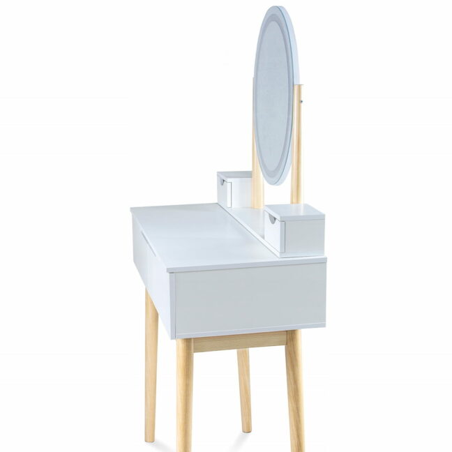 Fésülködő asztal székkel és LED tükörrel – fehér