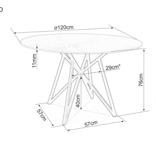 Kerek étkezőasztal MURANO 120 cm – szürke márvány hatású