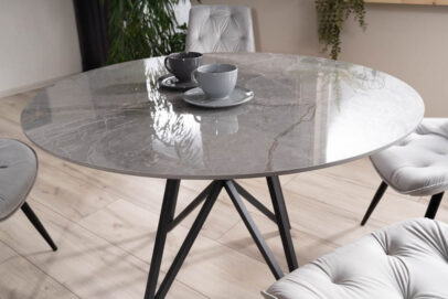 Kerek étkezőasztal MURANO 120 cm – szürke márvány hatású