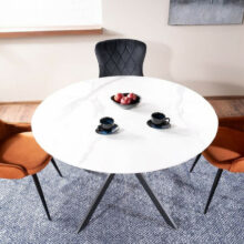 Kerek étkezőasztal TALIA 120 cm – fehér márvány hatású