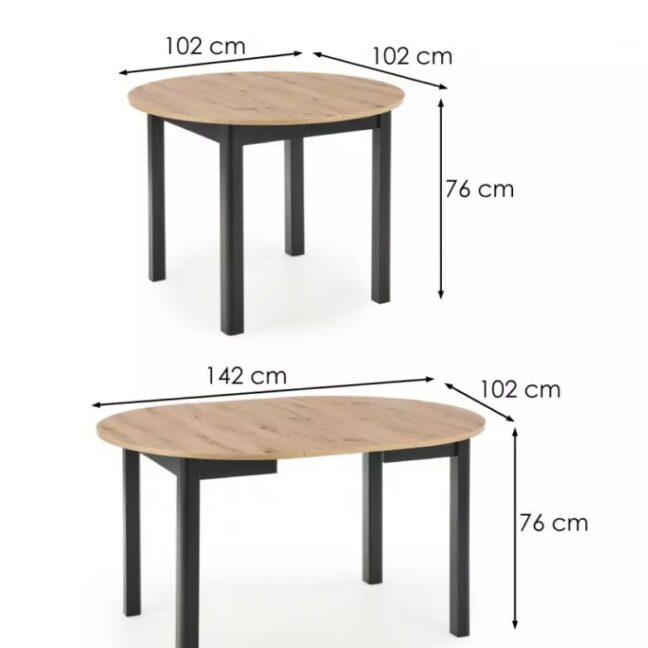 Bővíthető étkezőasztal DANTE 102-144 cm -tölgy