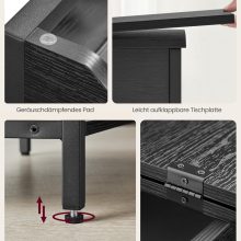 Oldal asztal – elektromos hálózati és USB csatlakozással – fekete