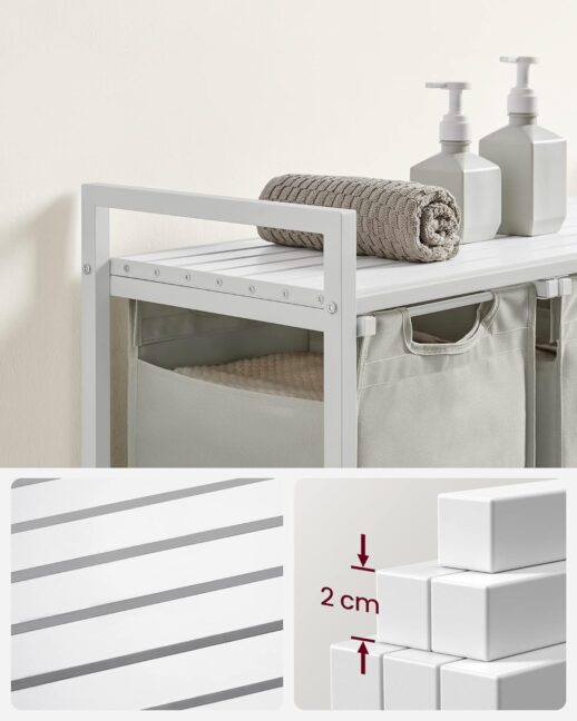 Szennyestartó 3 kihúzható és kivehető zsákkal -fehér/szürke