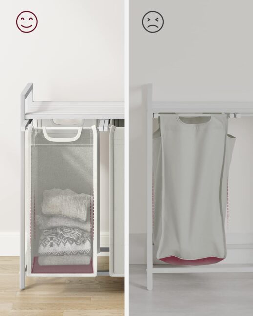 Szennyestartó 3 kihúzható és kivehető zsákkal -fehér/szürke