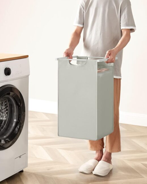 Szennyestartó 3 kihúzható és kivehető zsákkal -fehér/szürke