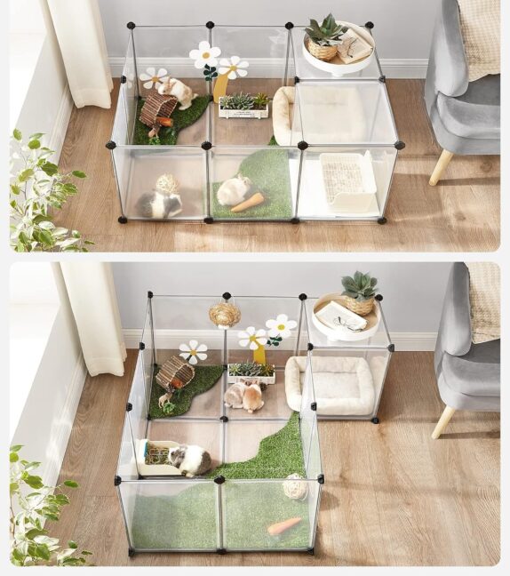 Kisállat ketrec padlóval – átlátszó fehér