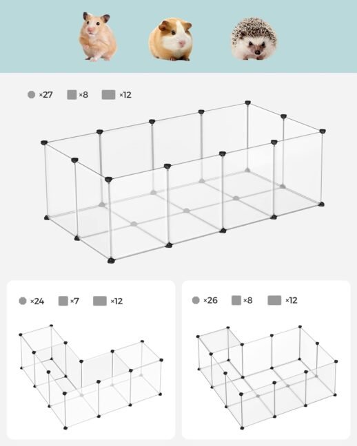 Kisállat ketrec padlóval – átlátszó fehér