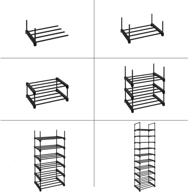 Fém cipőállvány 10 szintes – fekete