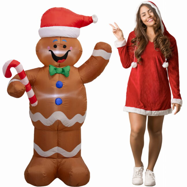 LED-es felfújható mézeskalács 155 cm