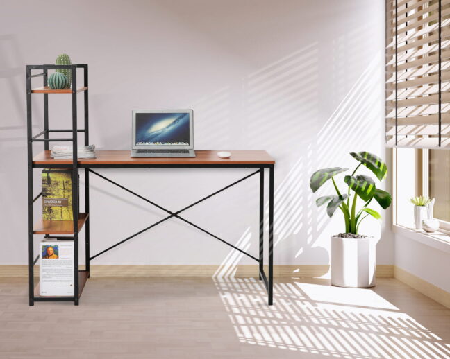 Irodai íróasztal polcokkal (fekete fém váz)